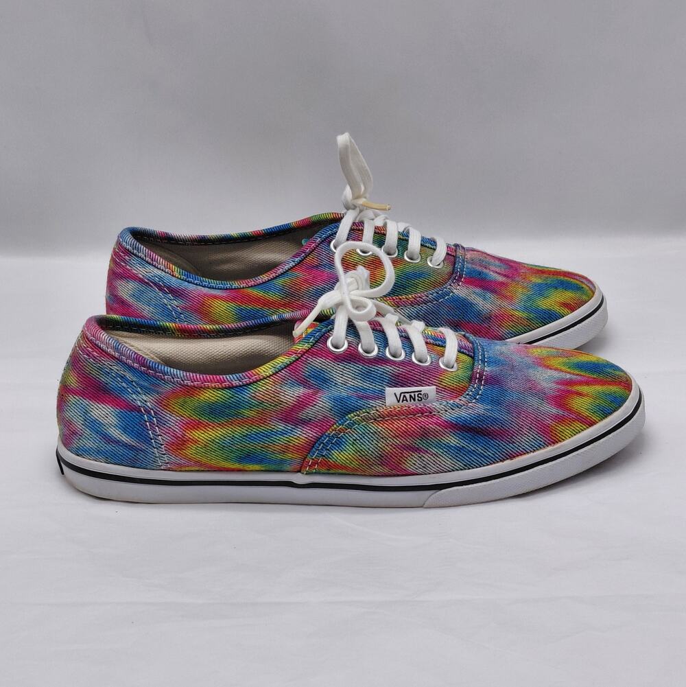 Y2K Vans Rainbow Tie-Dye Canvas Sneakers Women's 7 Skater Preppy Casual Shoes